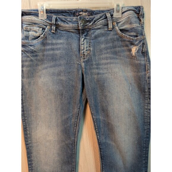 Silver Jeans Womens 30x27 Sam Boyfriend Distressed Stretch Blue Denim - Picture 2 of 10